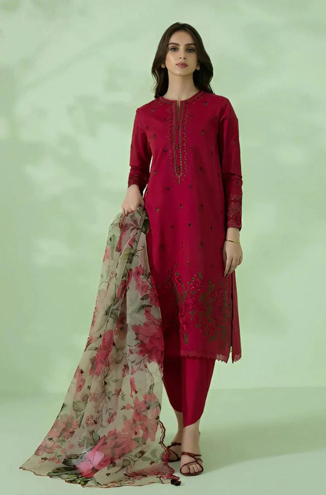 3 PIECE-EMBROIDERED LAWN SUIT-BG562 Hover Image