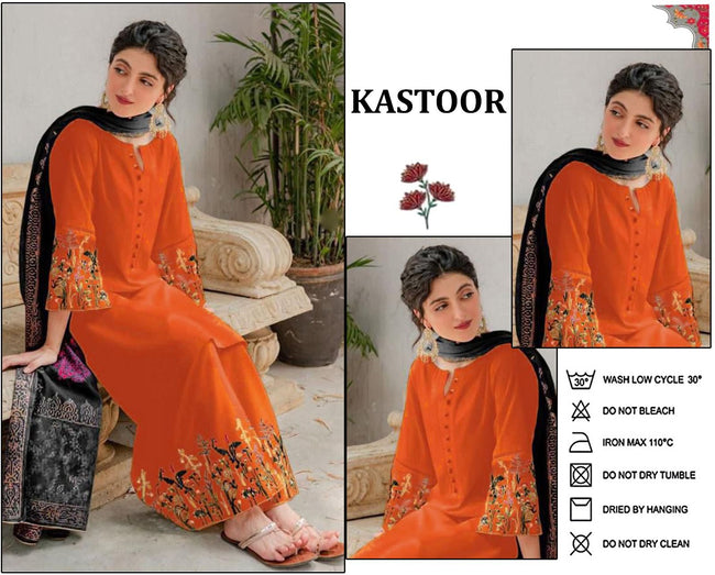 3 PIECE-EMBROIDERED DHANAK SUIT-BG668 Hover Image