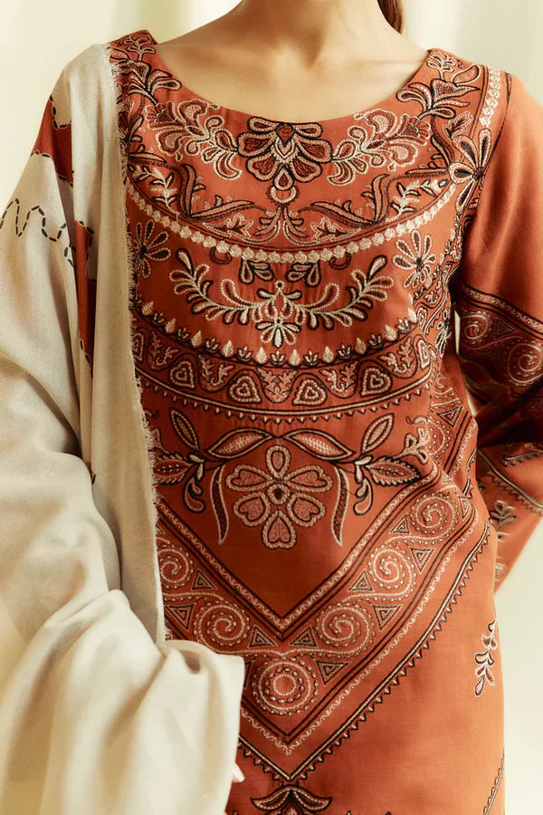3 PC EMBROIDERED LAWN - BG594